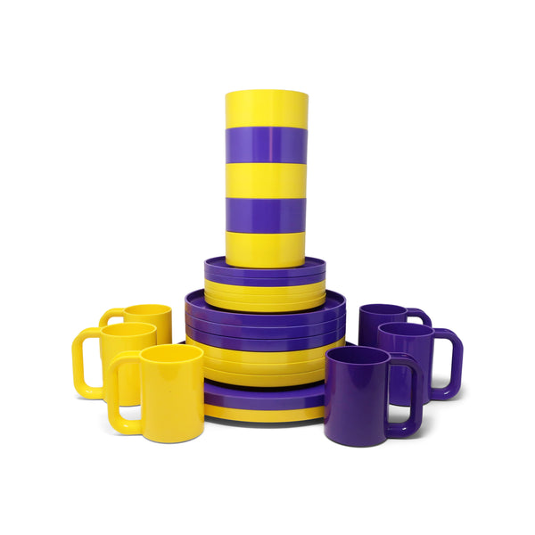 Purple and Yellow Dinnerware by Vignelli for Heller - Service for 6