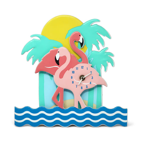 1980s Flamingo Wall Clock by Small World Greetings