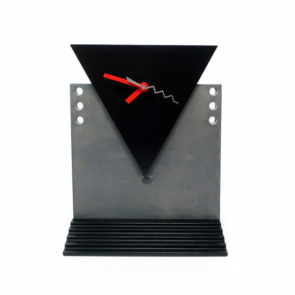 1980s Black and Gray Table Clock by Costantini l’Oggetto