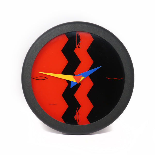 1980s Postmodern Black Empire Art Products Clock