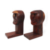 Vintage Folk Art Hand-Carved Walnut Bookends