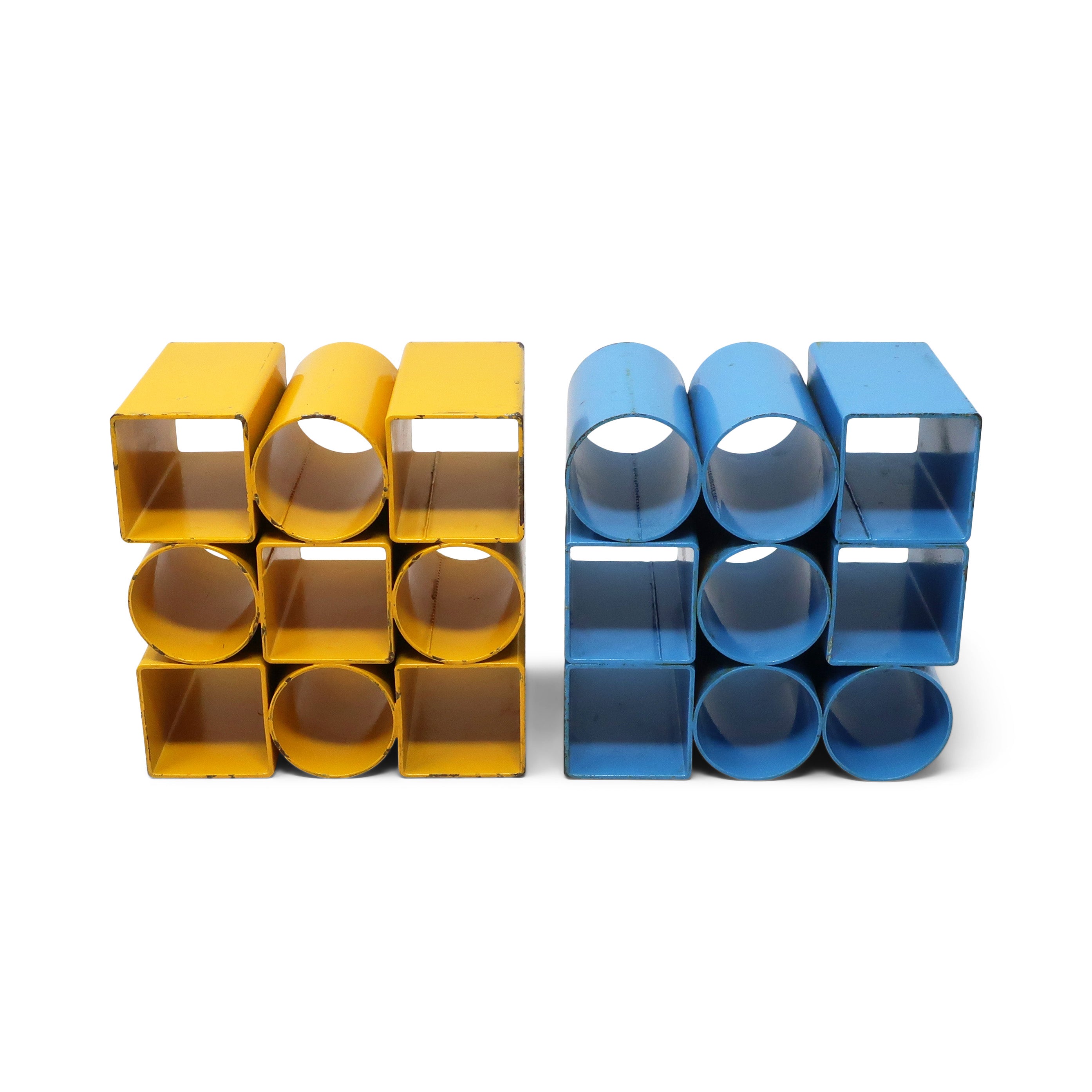 Pair of Vintage Blue and Yellow Metal Bookends