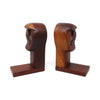 Vintage Folk Art Hand-Carved Walnut Bookends