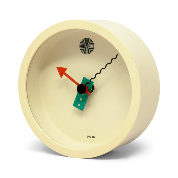 1980s White Postmodern Wall Clock by Shohei Mihara for Wakita