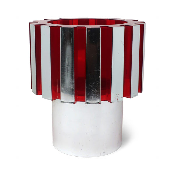 1970s Red and Chrome Table Lamp by C.N. Burman