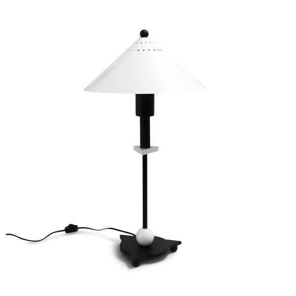 1980s Postmodern Black and White Table Lamp