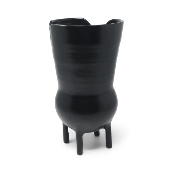 1990s Italian Bucchero Ceramic "Gubbio" Split-Rim Vessel by Gio Ponti for Neoponti/Costantino