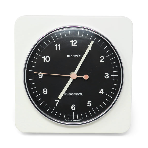 Vintage 1970s White and Black Wall Clock by Kienzle