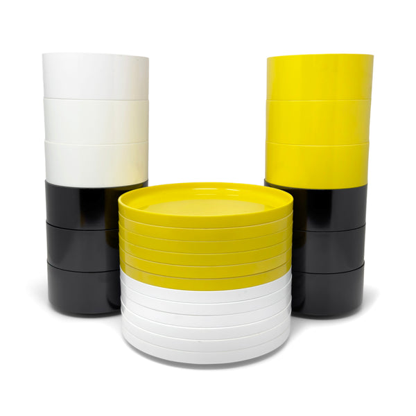 Black, White and Yellow Massimo Vignelli for Heller Dishes - Set of 24