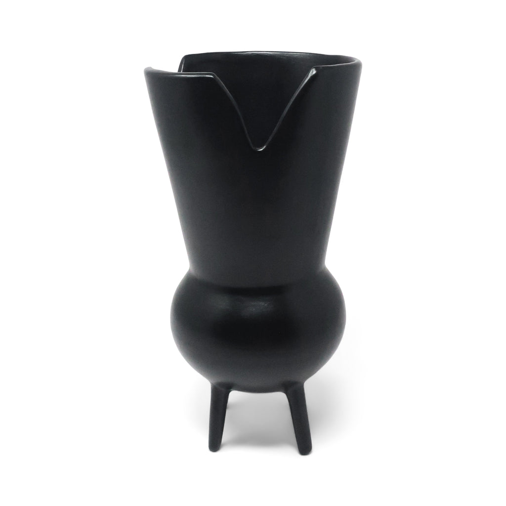 1990s Italian Bucchero Ceramic "Gubbio" Split-Rim Vessel by Gio Ponti for Neoponti/Costantino
