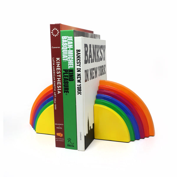 1980 Hand Painted Ceramic Rainbow Bookends by Fitz and Floyd