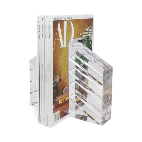 1980s Faceted Lucite Bookends by Ritts Co. of Los Angeles