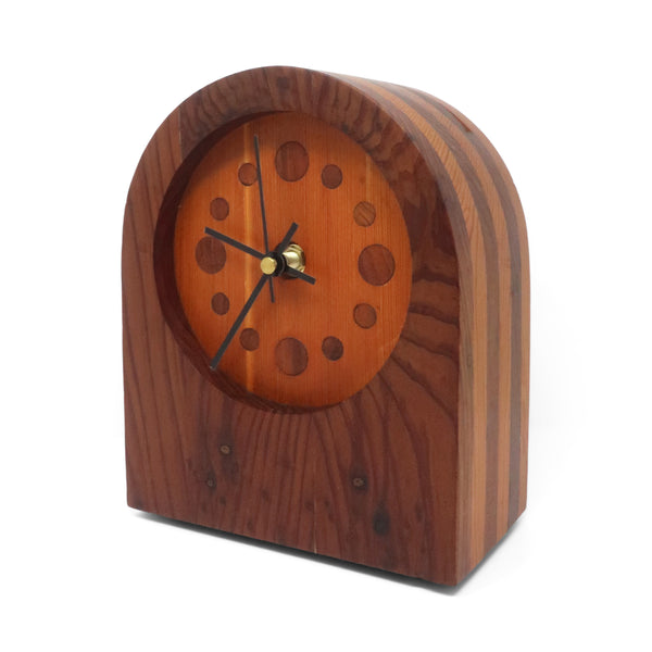 1970s Handcrafted Laminated Wood Desk Clock