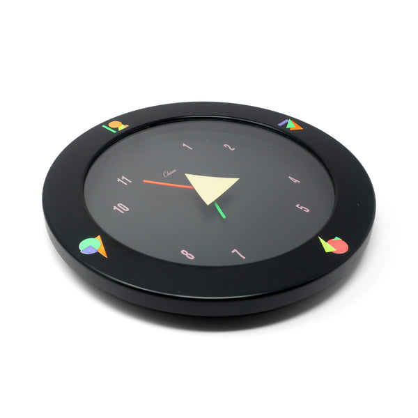 1980s Black Postmodern Wall Clock by Chass