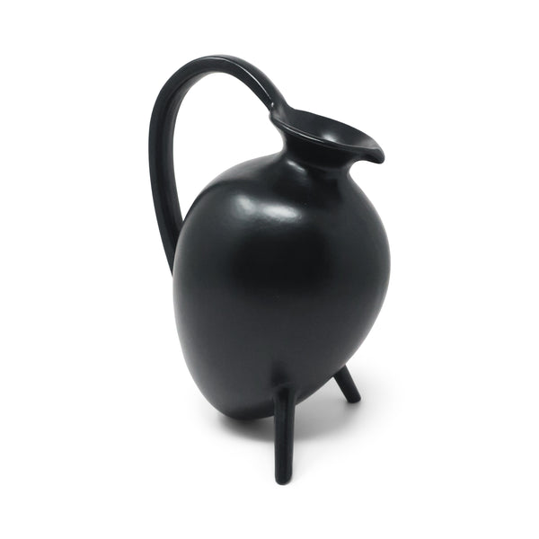1990s Italian Bucchero Ceramic "Gubbio" Tripod Pitcher by Gio Ponti for Neoponti/Costantino