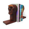 Vintage Folk Art Hand-Carved Walnut Bookends