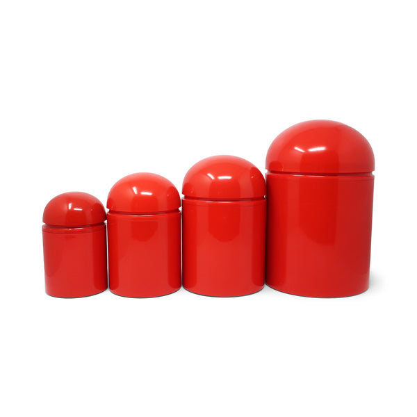 Vintage Set of 4 Red Domed Containers by Anna Castelli for Kartell