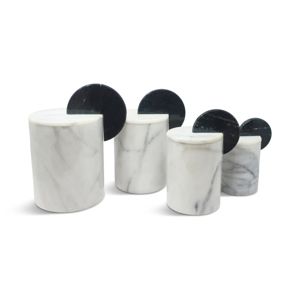Italian Postmodern Marble Lidded Canisters - Set of Four