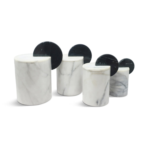 Italian Postmodern Marble Lidded Canisters - Set of Four