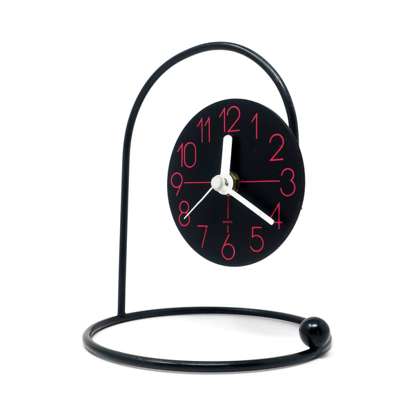 1980s Black and Red Table Clock