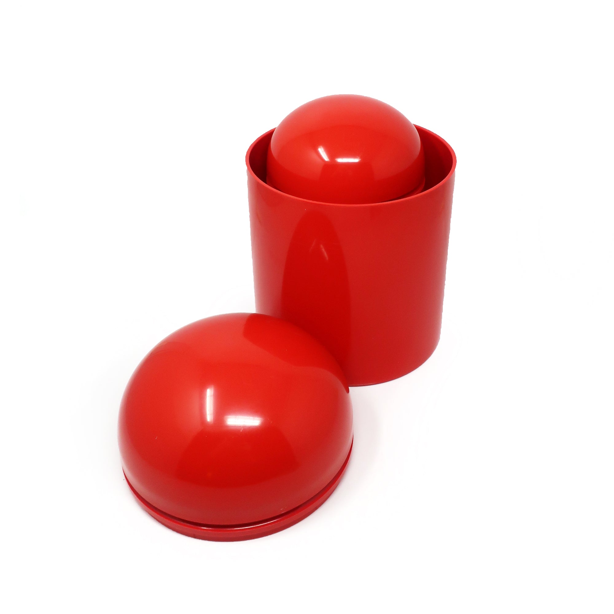 Vintage Set of 4 Red Domed Containers by Anna Castelli for Kartell