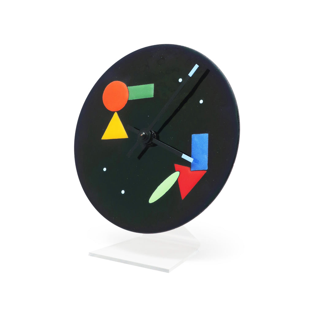 Vintage Postmodern Handmade Enameled Metal and Glass Clock