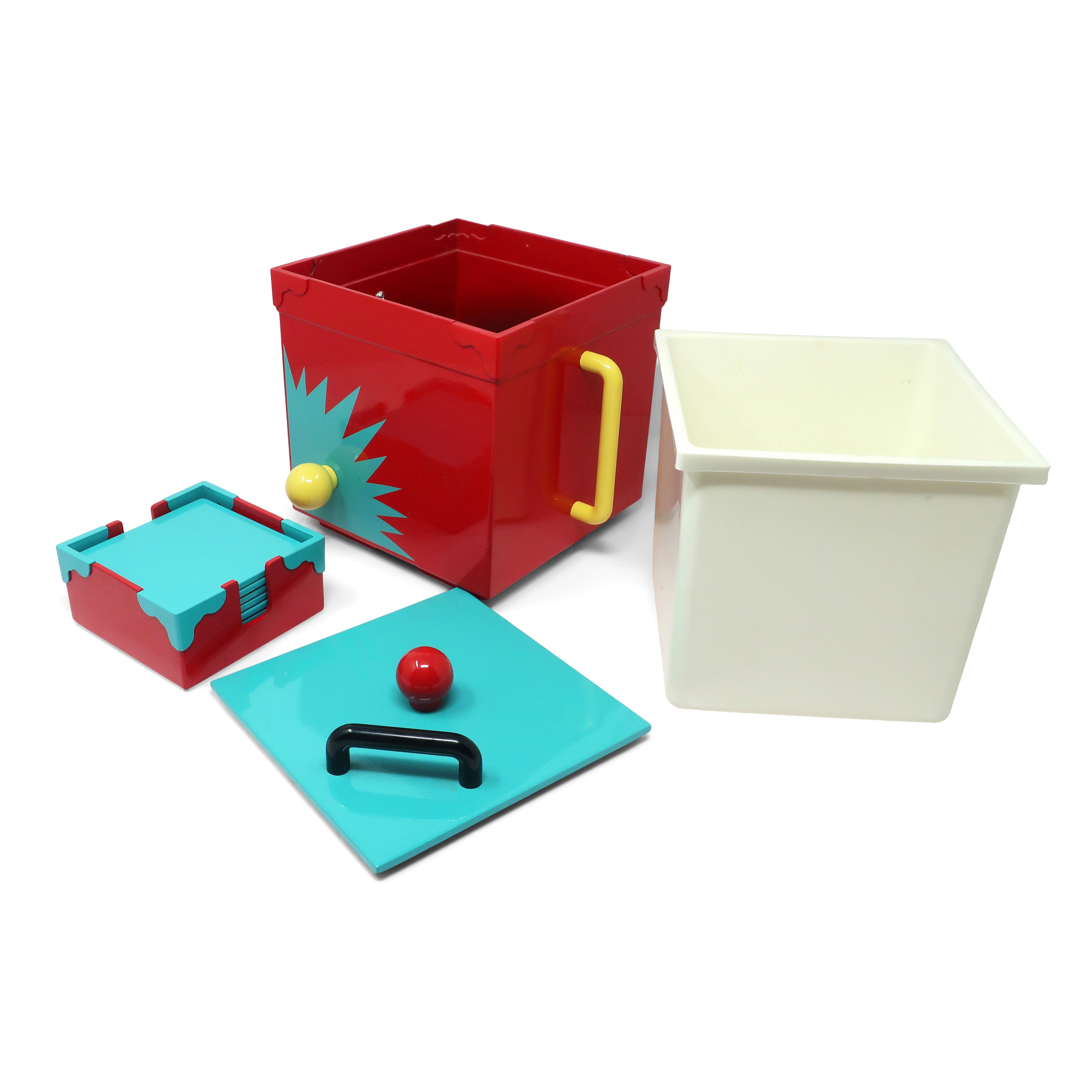 Postmodern Georges Briard Sunburst Ice Bucket and Coasters