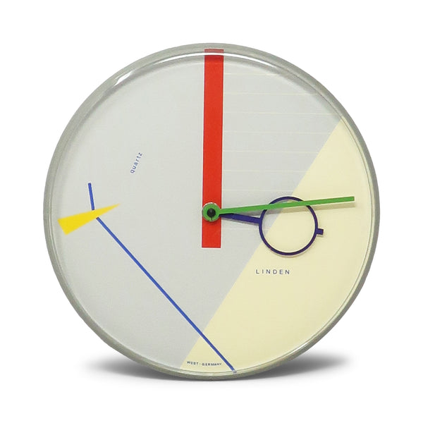 1980s Postmodern Gray Wall Clock by Linden