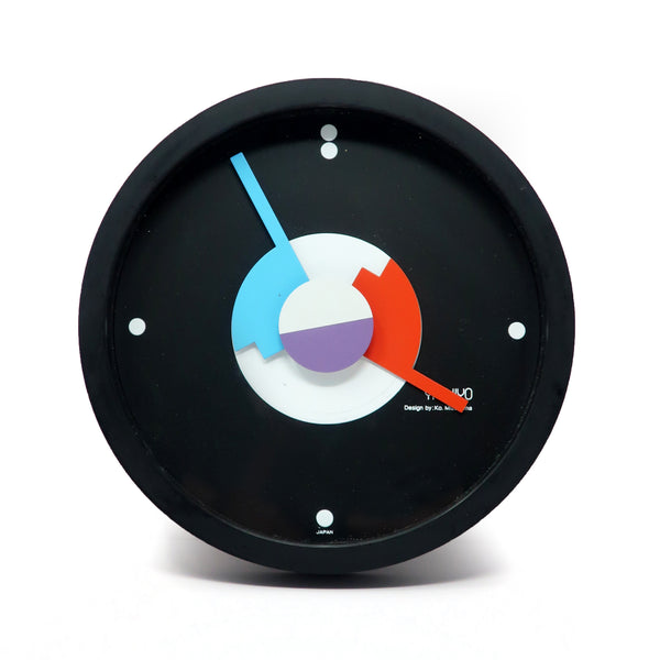 1980s Postmodern Black Wall Clock by Ko Mizuyama for Yachiyo