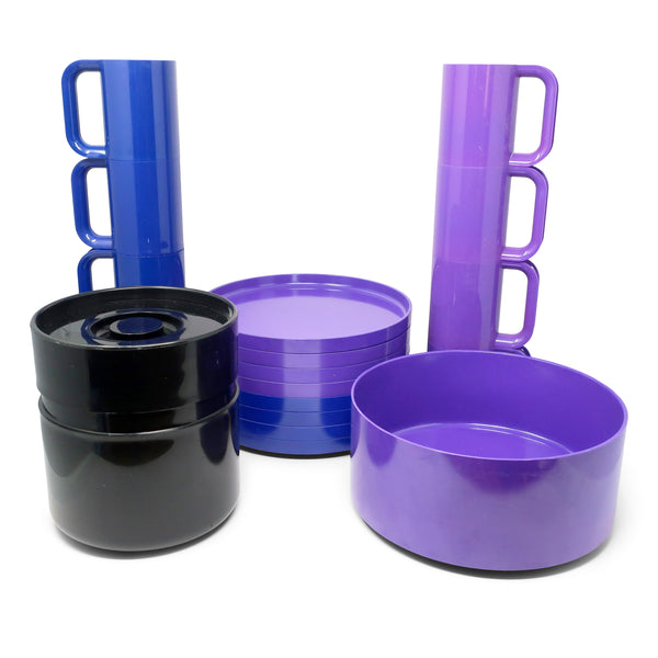 Blue, Purple and Black Massimo Vignelli for Heller Dinnerware - Set of 18