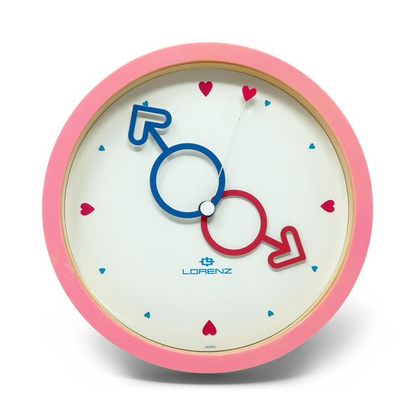 1980s Pink Heart Wall Clock by Lorenz