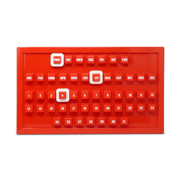1970s Red Plastic Perpetual Calendar