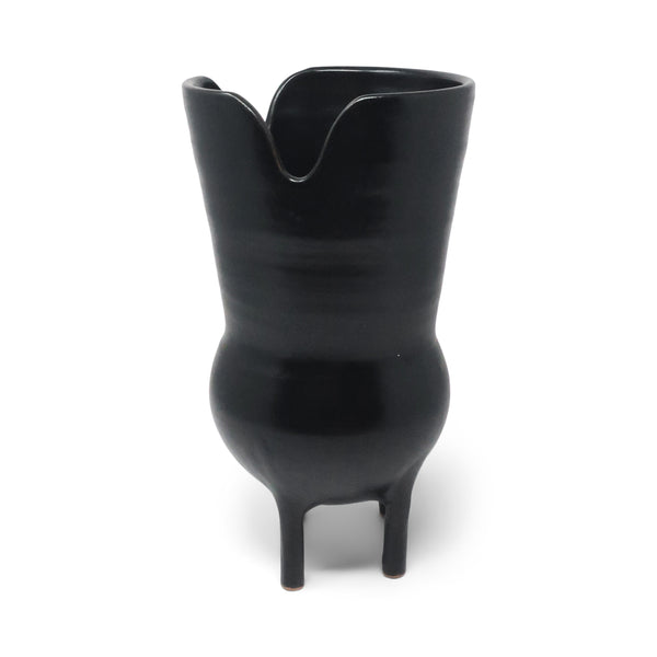 1990s Italian Bucchero Ceramic "Gubbio" Split-Rim Vessel by Gio Ponti for Neoponti/Costantino