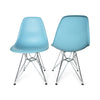 Pair of Blue Eames Dining Chairs with Eiffel Bases
