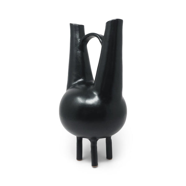 1990s Italian Bucchero Ceramic "Gubbio" Twin-Neck Vessel by Gio Ponti for Neoponti/Costantino