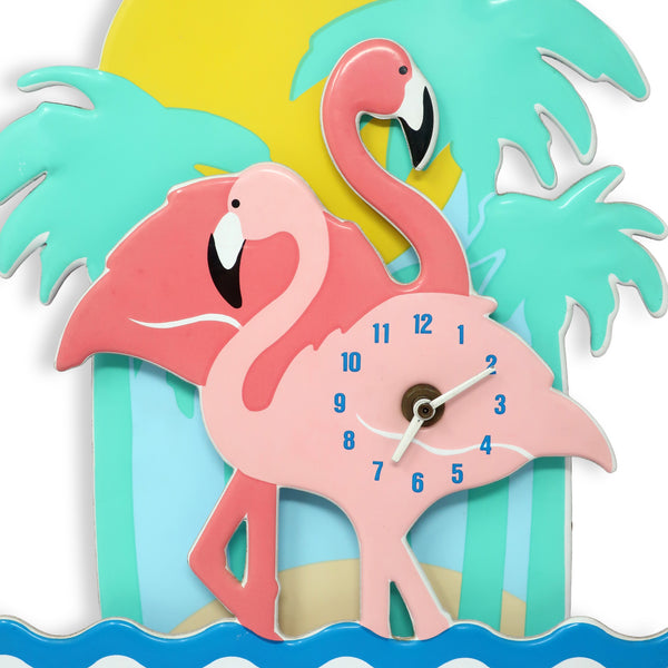 1980s Flamingo Wall Clock by Small World Greetings