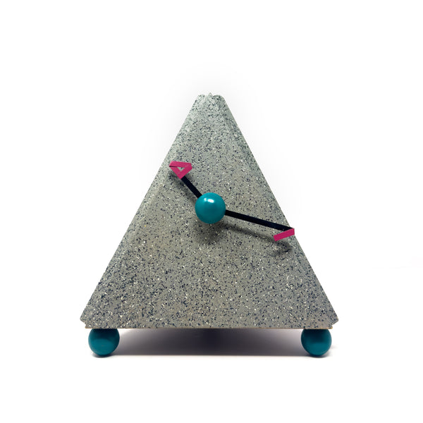 1980s Postmodern Triangular Mantel Clock with Splatter Finish