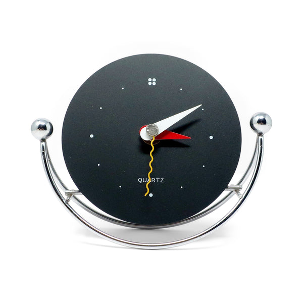 1980s Postmodern Chrome Rocking Desk Clock