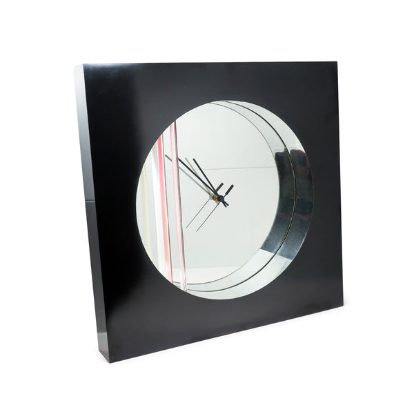 1980s Postmodern Mirror Wall Clock by Jon Gilmore for Accessory Art Studios