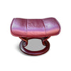 Ekornes Stressless Admiral Maroon Leather Lounge Chair With Tray and Ottoman