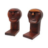 Vintage Folk Art Hand-Carved Walnut Bookends