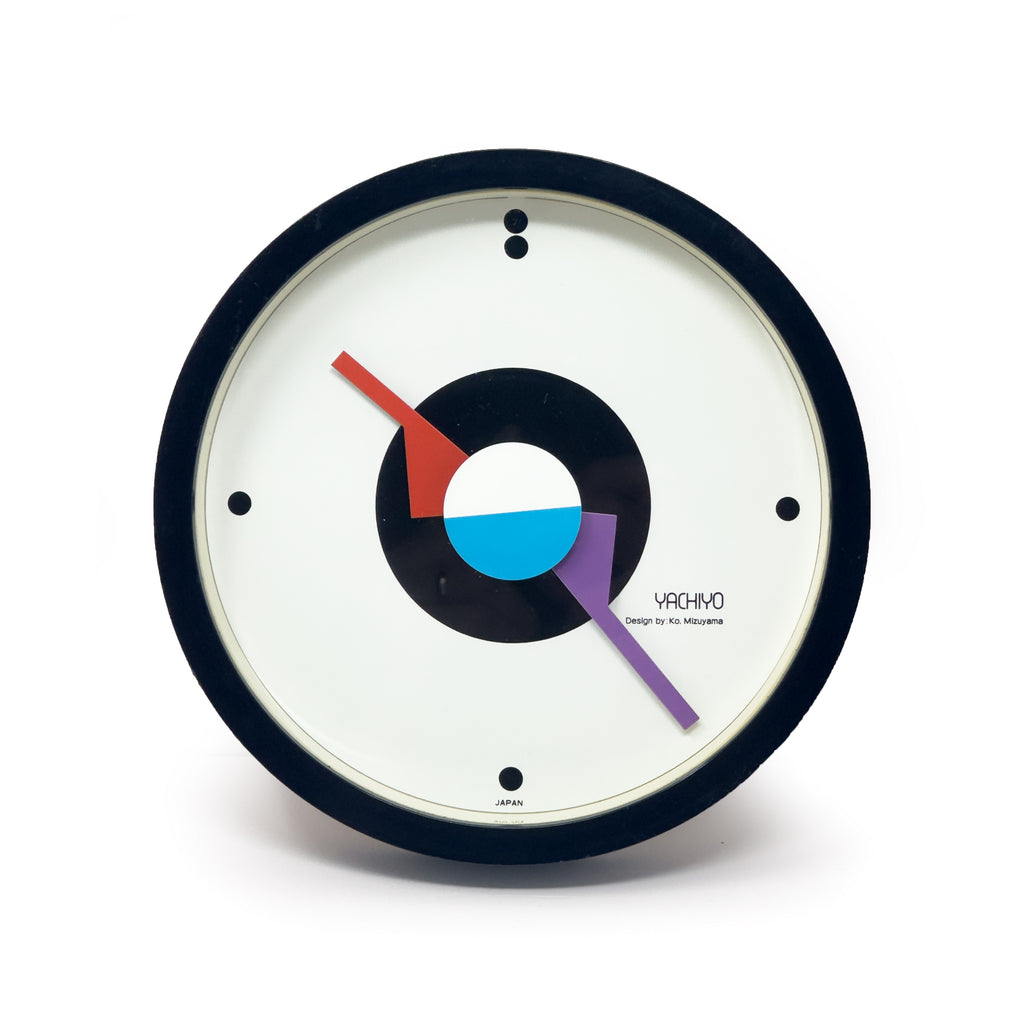 1980s Postmodern Black & White Wall Clock by Ko Mizuyama for Yachiyo