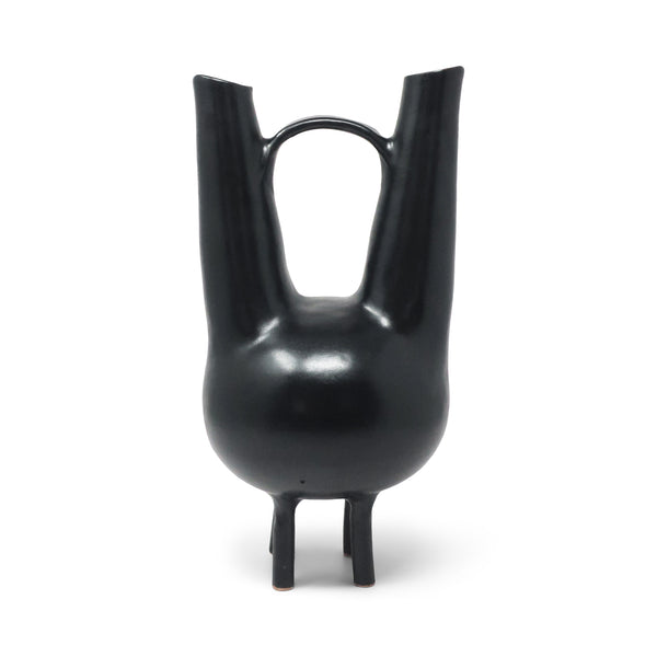 1990s Italian Bucchero Ceramic "Gubbio" Twin-Neck Vessel by Gio Ponti for Neoponti/Costantino