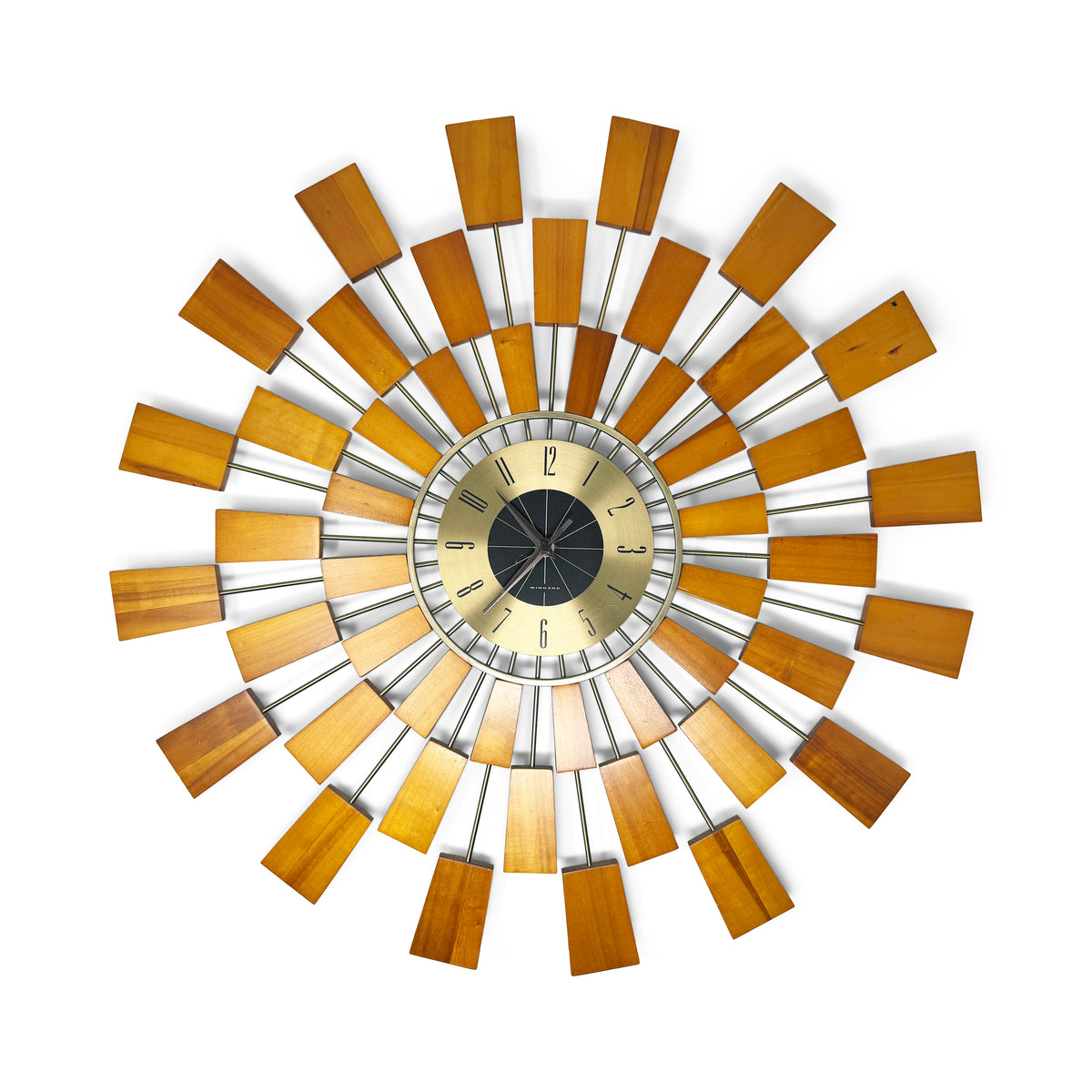 Mid-Century Modern Style Sunburst Atomic Wall Clock By