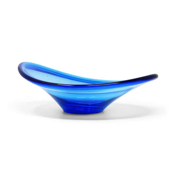 Scandinavian Modern Blue Glass Bowl by Per Lutken for Holmegaard