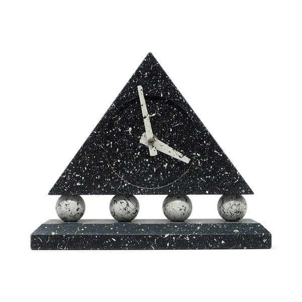 1980s Triangular Black Splatter Paint Desk Clock