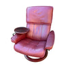 Ekornes Stressless Admiral Maroon Leather Lounge Chair With Tray and Ottoman