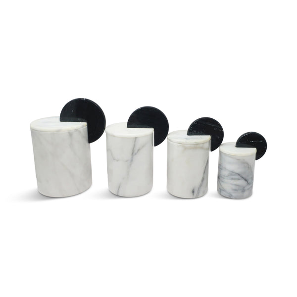 Italian Postmodern Marble Lidded Canisters - Set of Four