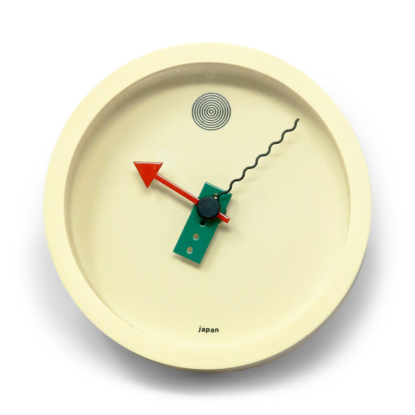 1980s White Postmodern Wall Clock by Shohei Mihara for Wakita