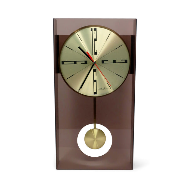 Vintage Smoked Lucite Vision Pendulum Wall Clock by Seth Thomas